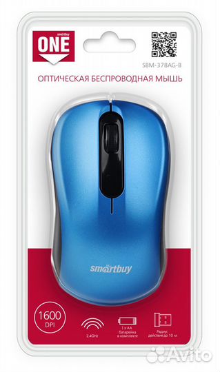 Мышь беспроводная SmartBuy ONE 378AG, синяя