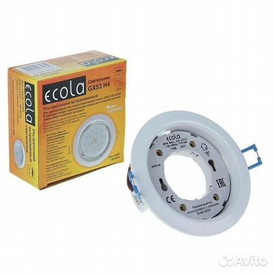 Светильник встраиваемый Ecola GX53 Н4 белый