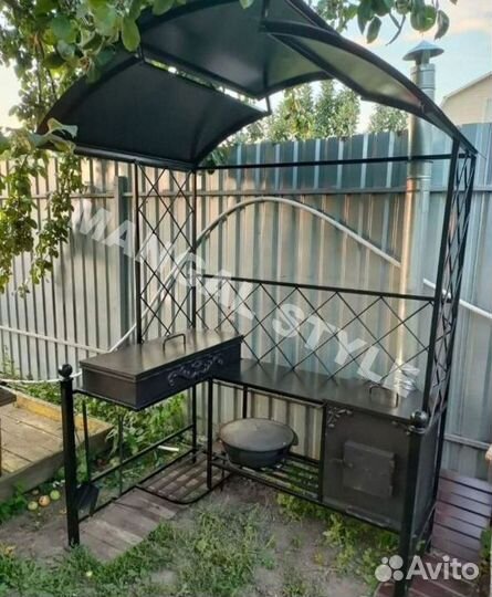 Мангал с печью под казан