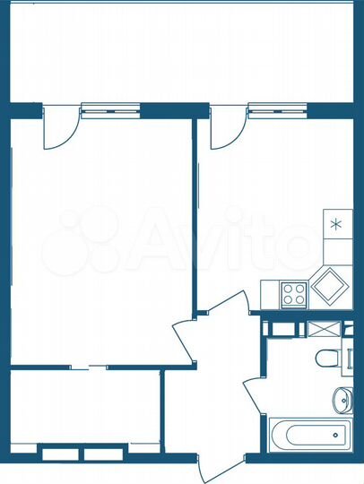 1-к. апартаменты, 59,6 м², 3/7 эт.