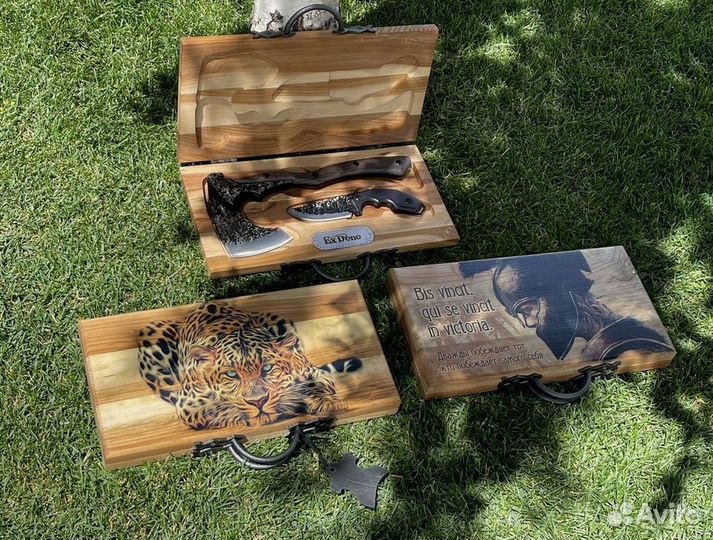 Топор + нож В деревянном кейсе