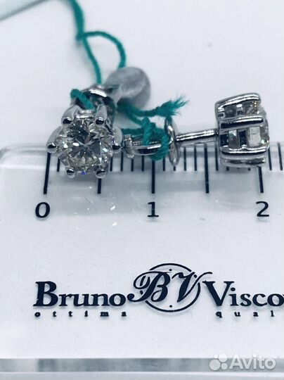 Золотые новые пусеты с брил.1,11 ct (сертификат)