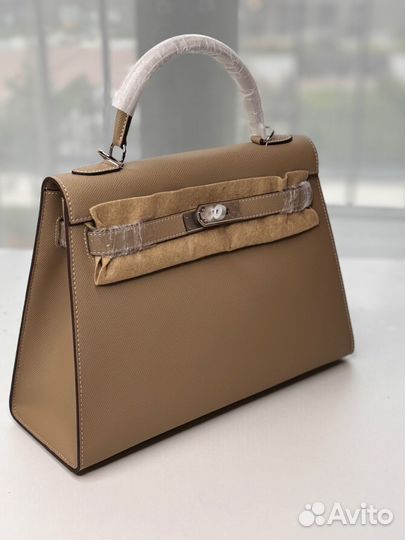 Сумка Hermes Kelly 32 натуральная кожа бежевая