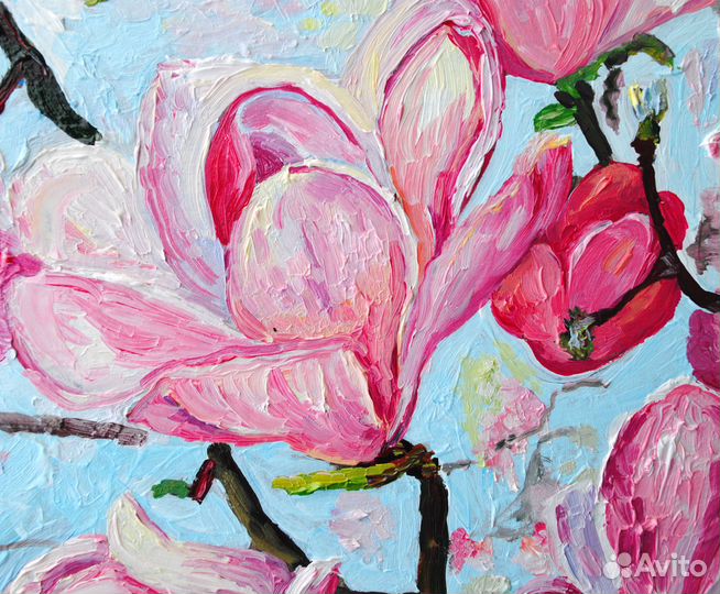 Картина Цветы Магнолия маслом цветущая весна
