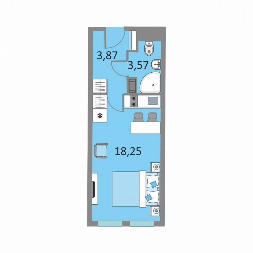 1-к. апартаменты, 26,3 м², 13/13 эт.