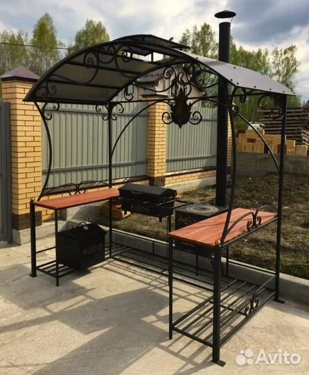 Мангал, навес, печь для казана