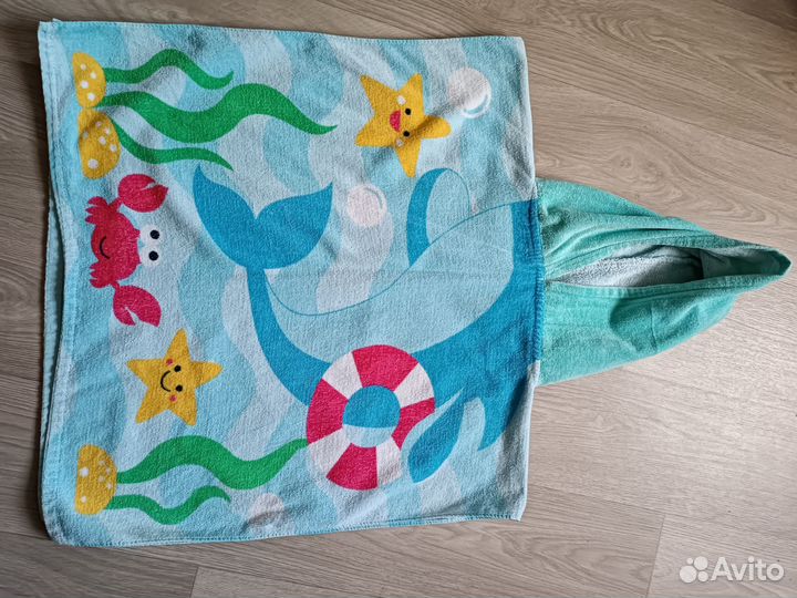 Полотенце пончо с капюшоном уголок детское