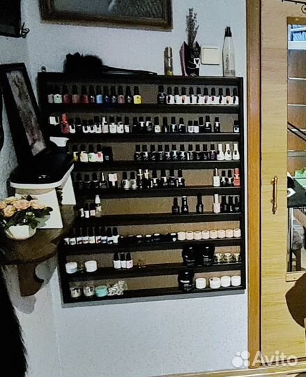 Полка стеллаж для гель лаков 100х80 см (8 рядов)