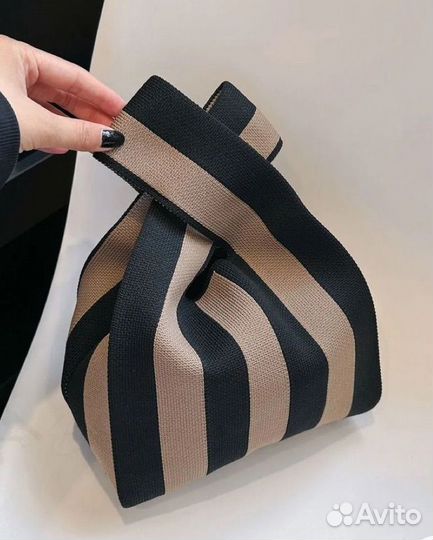 Вязаный тоут сумка в полоску