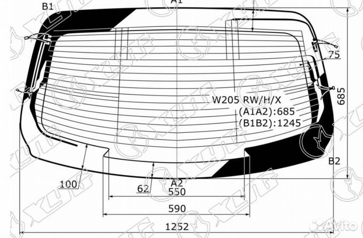 Стекло заднее с обогревом mercedes-benz C-class