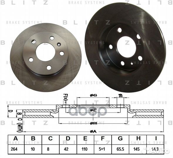 Тормозной диск (1 штука) opel astra F/G/H/corsa