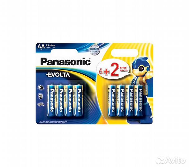 Батарейки Panasonic LR6EGE/8B2F AA щелочные Evolta