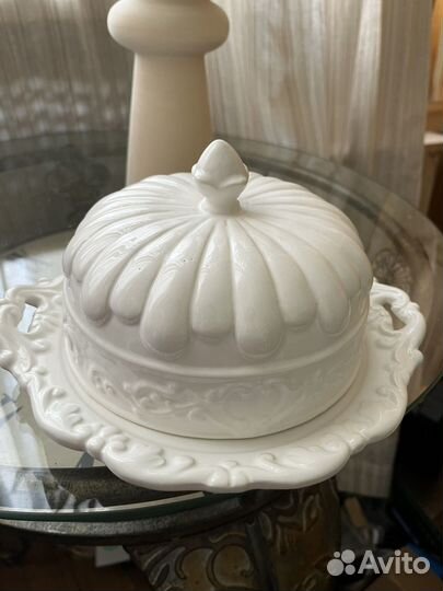 Блюдо керамическое с крышкой для подачи винтажное