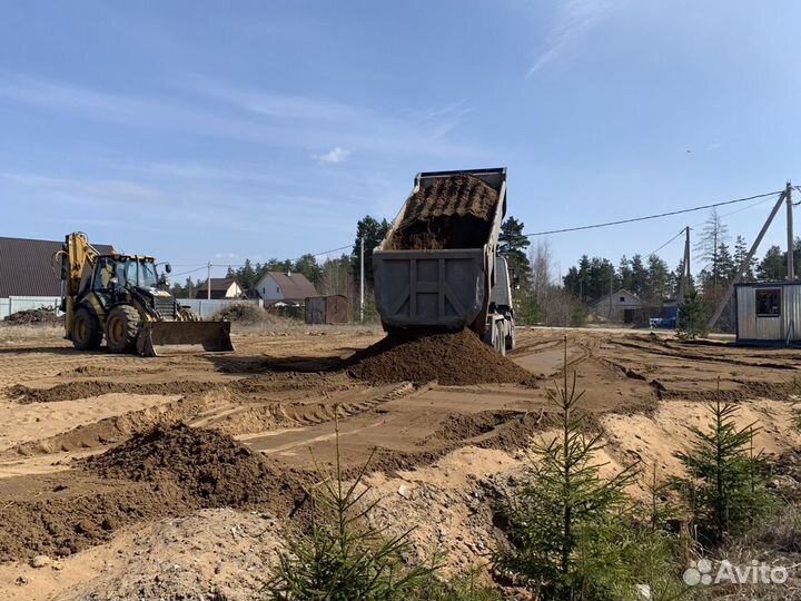 Разработка участка, песок, щебень, грунты, плиты