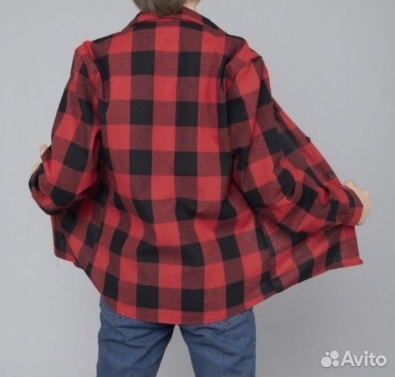 Рубашка на мальчика красно-черн клетка 44, 158-164