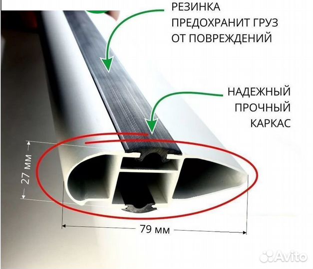 Багажник на рейлинги с поперечинами крыло 130см