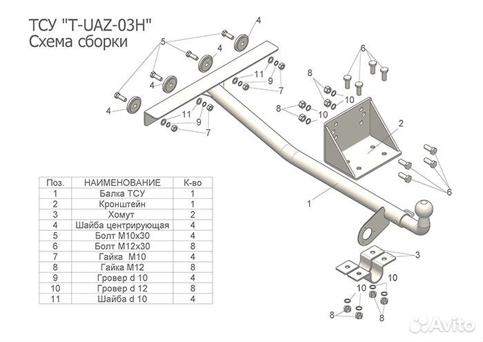 Фаркоп на УАЗ 3163