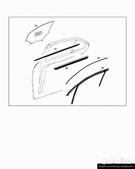 Mercedes GLE стекло двери заднее П/Л