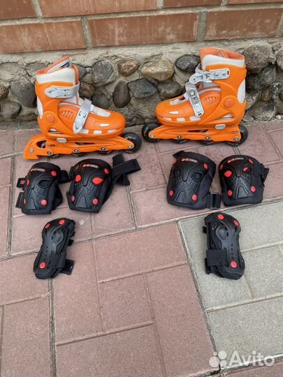 Роликовые коньки детские с комплектом защиты