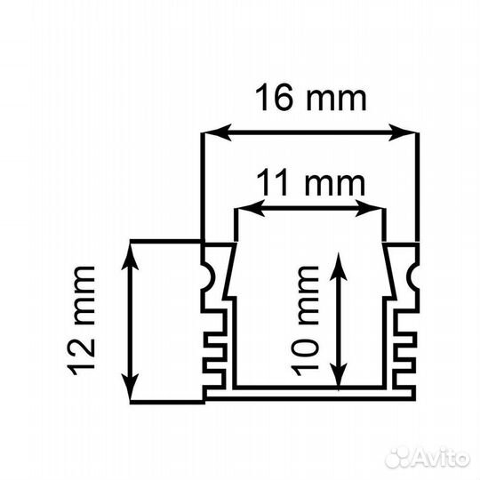 Профиль для светодиодной ленты CAB261 2000*16*12мм