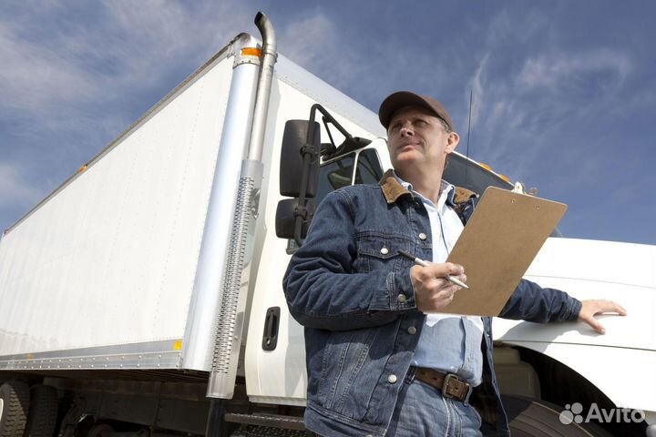 Водитель со своим грузовым автомобилем