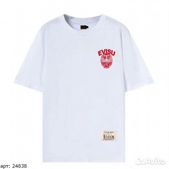 Футболка evisu square logo red Белая