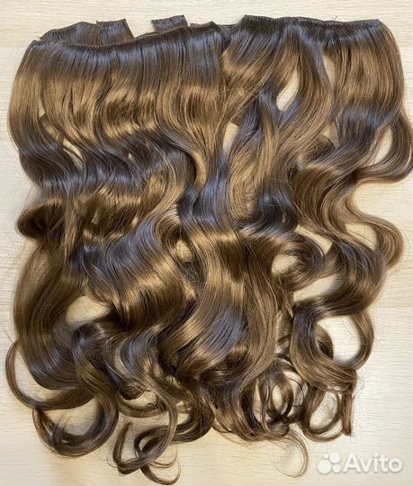 Волосы на заколках искусственные русые