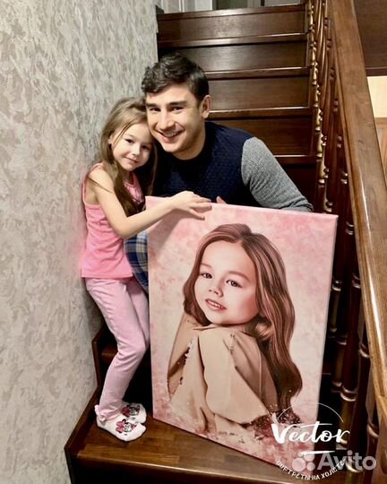 Портрет на холсте, фотопечать