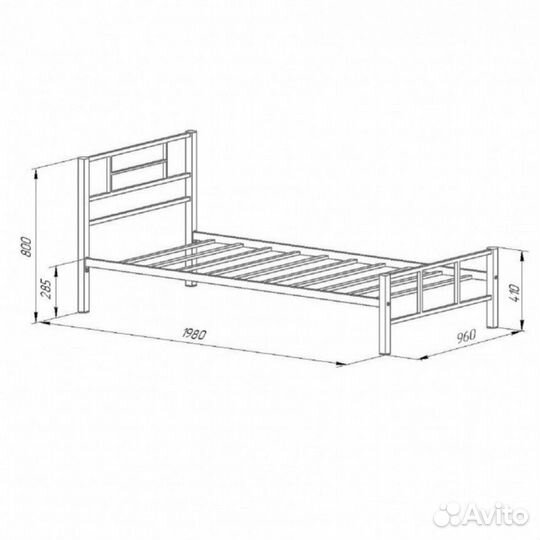 Односпальная металлическая кровать