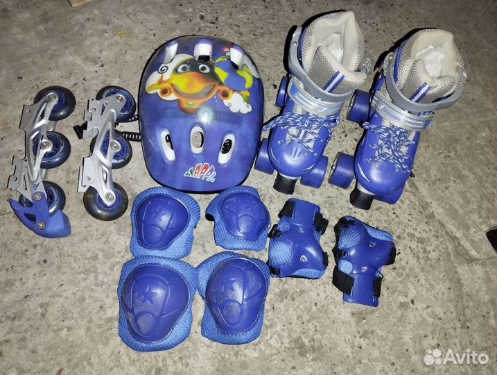 Ролики р. 25-29, 2 пары колёс+защита+шлем