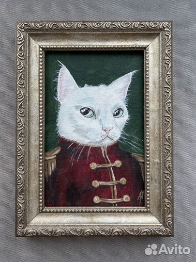 Картина Кот гусар 10х15 холст