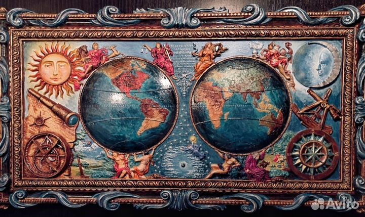 Барельеф панно Карта Известного Мира