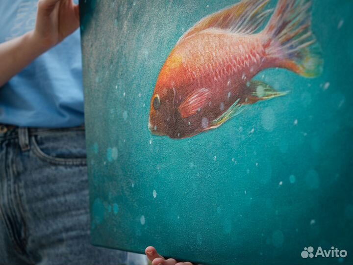 Картина маслом на холсте рыба