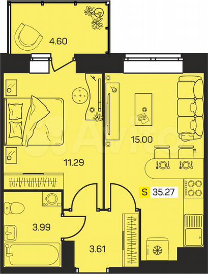 2-к. квартира, 35 м², 5/8 эт.