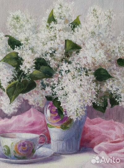 Картина маслом Сирень цветы