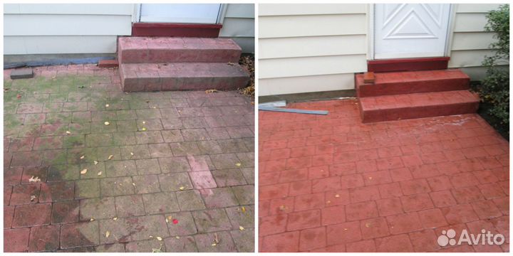 Чистка и мойка тротуарной плитки брусчатки