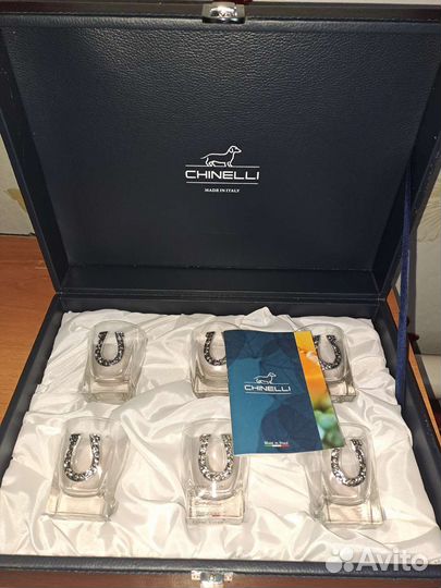 Набор хрустальных стопок Chinelli.С серебром