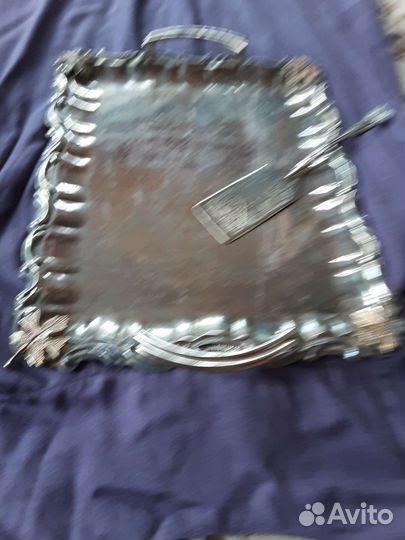 Поднос металлический СССР с лопаткой