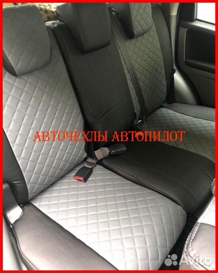 Чехлы Автопилот Suzuki SX4 из экокожи чёрно-серые
