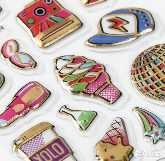 3D стикеры, эпоксидная смола, объемные наклейки