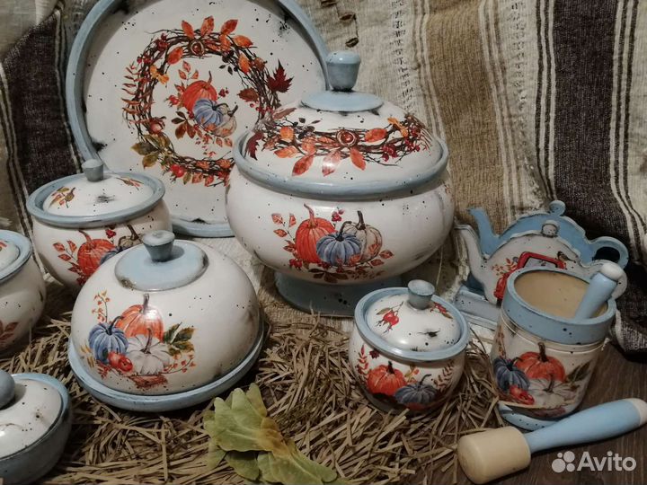 Набор Горшочки клош хлебница поднос ступка