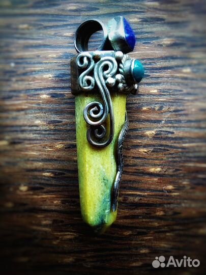 Кулон из камня Мачу Пикчу и серебра Перу