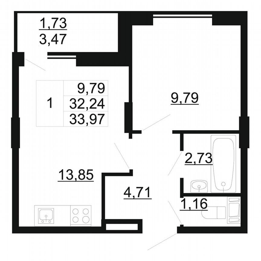 1-к. квартира, 34 м², 4/11 эт.