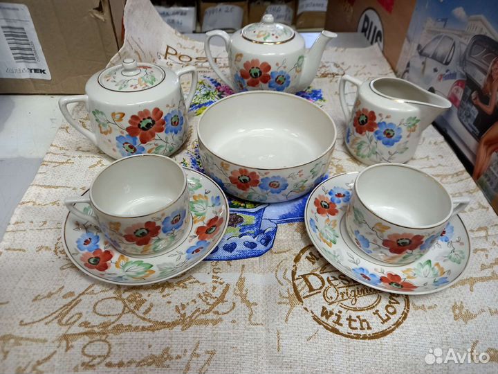 Сервиз Песочное Полевые цветы 1958г элементы