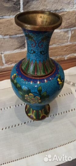 Парные антикварные вазы, Китай, клуазоне