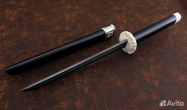 Премиум Нож Танто большой сталь дамаск, рукоять и