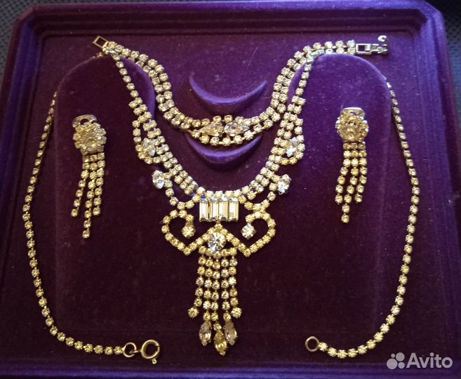 Чешская бижутерия - Колье, браслет и клипсы