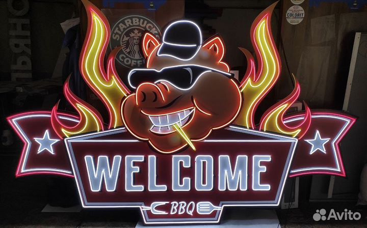 Вывески из неона.Уличные и в интерьере