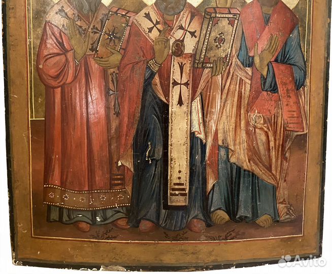 Храмовая икона Николай Чудотворец с избранными 19в