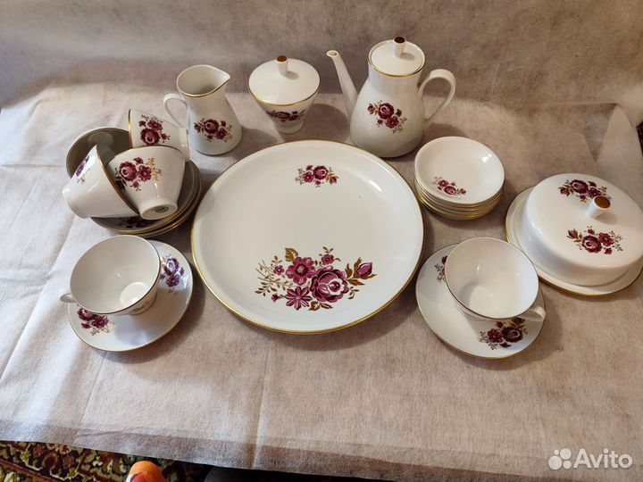 Сервиз чайный ГДР Розовые пионы